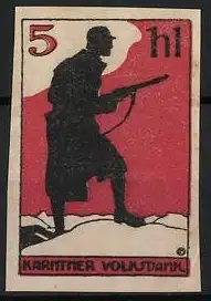 Reklamemarke Kärnten, Kärntner Volksdank Kriegsanleihe, Soldatensilhouette