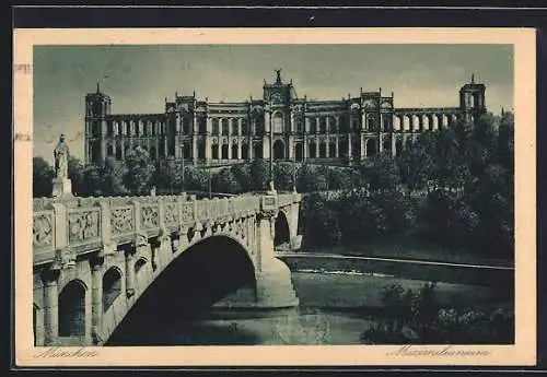 AK München, Maximilianeum mit Brücke