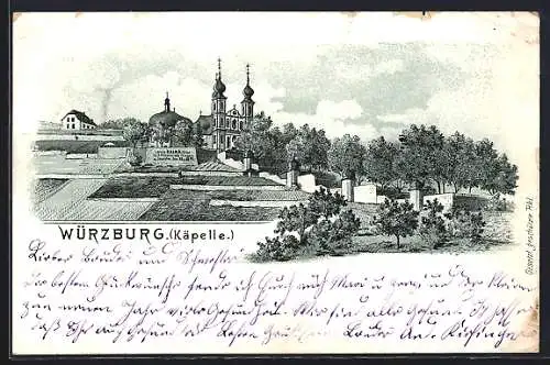 Lithographie Würzburg, Käpelle mit Umgebung