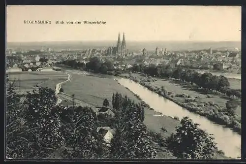 AK Regensburg, Stadtansicht von der Winzerhöhe