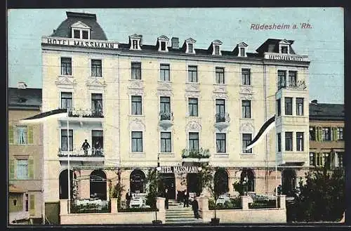 AK Rüdesheim a. Rh., Eingang zum Hotel Massmann