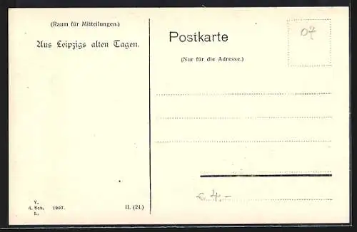 AK Leipzig, Windmühlengässchen, seit 1891 Standort der städtischen Markthalle, Restaurant zur goldenen Kutsche