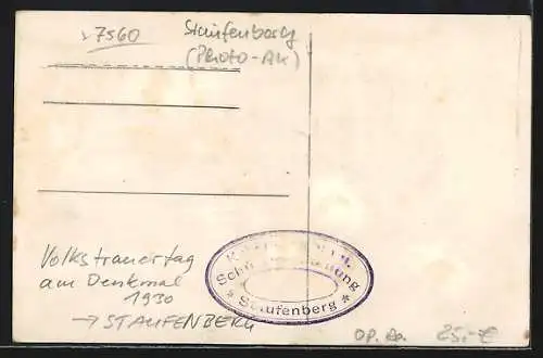 AK Staufenberg / Fulda, Volkstrauertag am Denkmal 1930