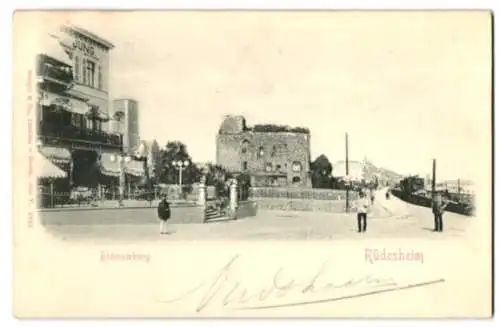 Relief-AK Rüdesheim / Rhein, Hotel Jung an der Brömserburg