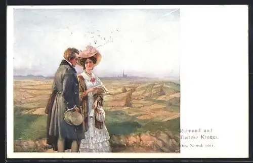 AK Ferdinand Raimund und Therese Krones in ländlicher Idylle