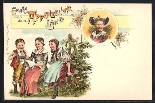 Lithographie Appenzell, Trachten aus dem Appenzeller Land