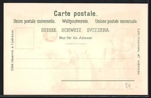Lithographie Appenzell, Panoramablick auf die Stadt, Appenzeller in Tracht beim Tanz