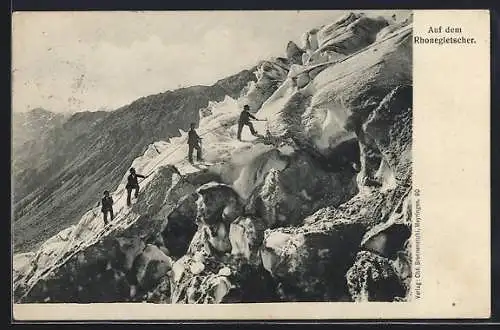 AK Bergsteiger auf dem Rhonegletscher