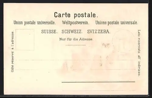 Lithographie Schweiz, Frauen und Männer in Trachten beim Tanz
