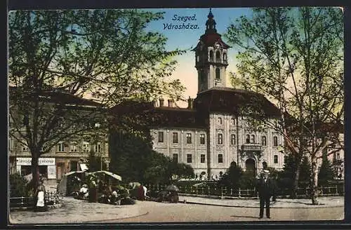 AK Szeged, Városháza, Partie am Rathaus