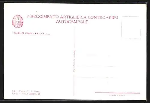 Lithographie I° Reggimento Arta Controaerei Autocampale