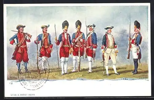 AK Granatieri di Sardegna, Infanteristen verschiedener Epochen 1659 - 1780