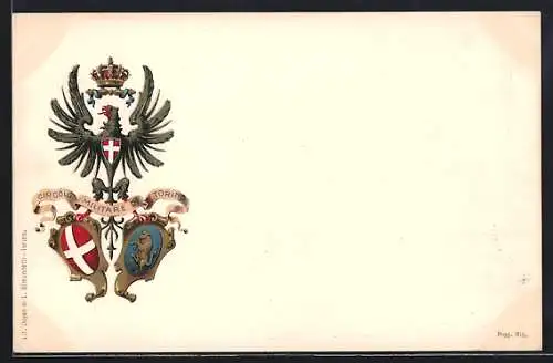 Lithographie Wappen italienisches Regiment, Circolo Militare di Torino