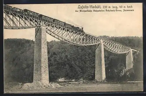 AK Vorau, Lafnitz-Viadukt mit Eisenbahn