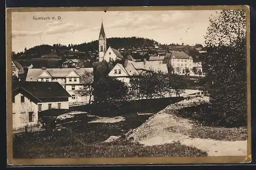 AK Sumburk n. D., Panorama mit Kirche