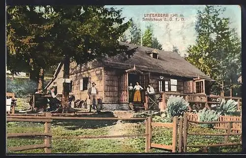 AK Schutzhaus auf dem Unterberg, Leute vor dem Haus