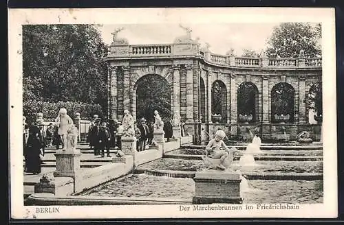 AK Berlin-Friedrichshain, Partie am Märchenbrunnen