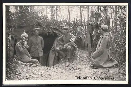 AK Soldaten im Telephon-Unterstand, Rotes Kreuz