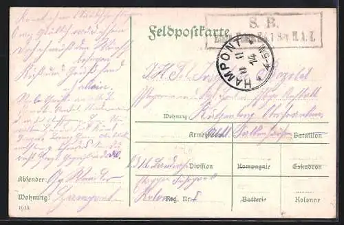 Künstler-AK Briefträger bringt den Damen die lang ersehnte Feldpost, 1914