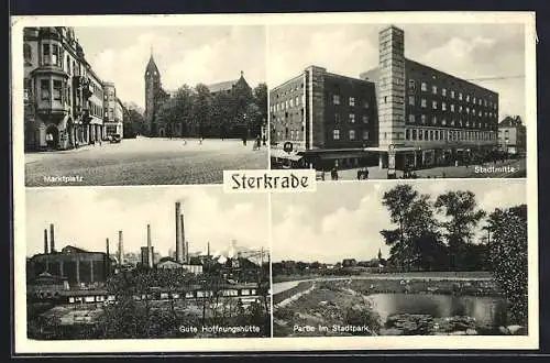 AK Sterkrade, Marktplatz, Stadtmitte, Gute Hoffnungshütte, Partie im Stadtpark