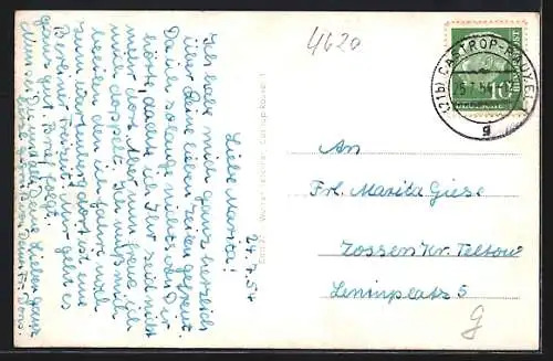 AK Castrop-Rauxel, Zeppelinstrasse und Rathaus, Im Ort, Zeche Erin, Münsterstrasse, Lutherkirche und St. Hambertus