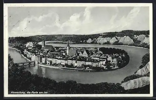 AK Wasserburg / Inn, Gesamtansicht mit Innpartie