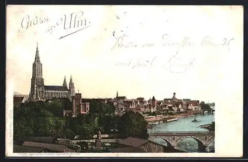 AK Ulm / Donau, Ortsansicht mit Münster und Donaubrücke