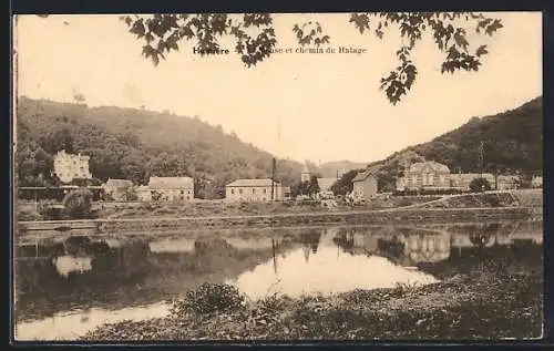 AK Hastière, La Meuse et chemin du Halage