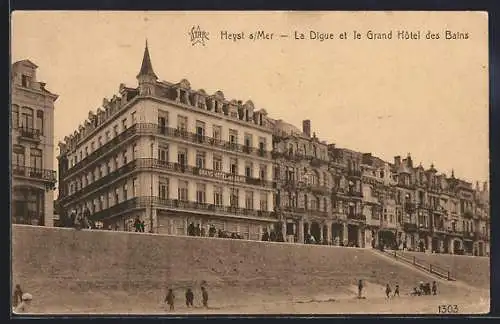 AK Heyst-s-Mer, La Digue et le Grand Hôtel des Bains