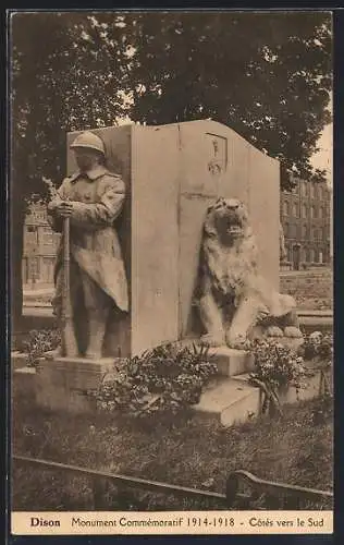 AK Dison, Monument Commémorativ 1914-18, Cotes vers le Sud