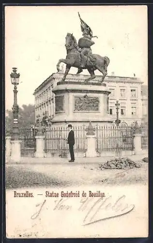 AK Bruxelles, Statue Godefroid de Bouillon