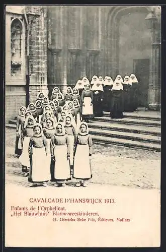 AK Mechelen, Cavalcade d`Hanswijck 1913, Enfants de l`Orphelinat Het Blauwhuis