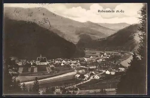 AK Rabenstein, Ortsansicht mit anliegenden Bergen