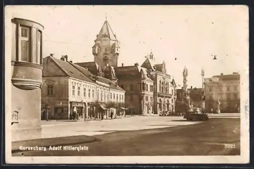 AK Korneuburg, platz mit Denkmal