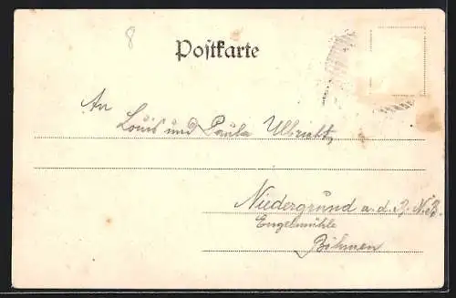 AK Pulkau, Totalansicht mit Kirchen aus der Vogelschau