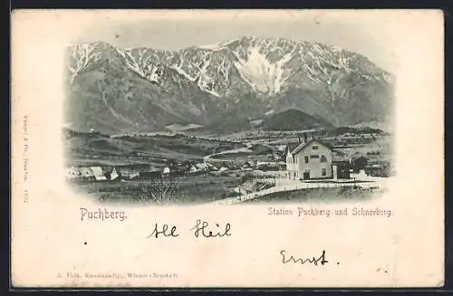 AK Puchberg, Totalansicht mit Blick auf den Schneeberg