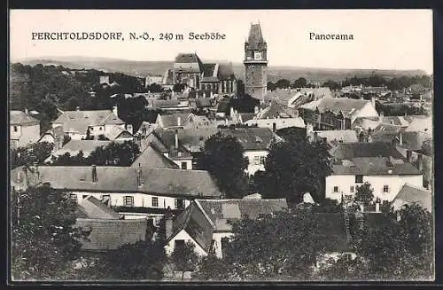 AK Perchtoldsdorf, Panorama mit Kirchturm