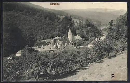 AK Kirchau, Totalansicht von einer Wiese aus