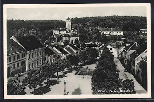 AK Litschau, Stadtplatz, Blick von oben