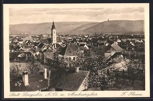 AK Langenlois /N.-Oe., Blick über Dächer und blühende Bäume