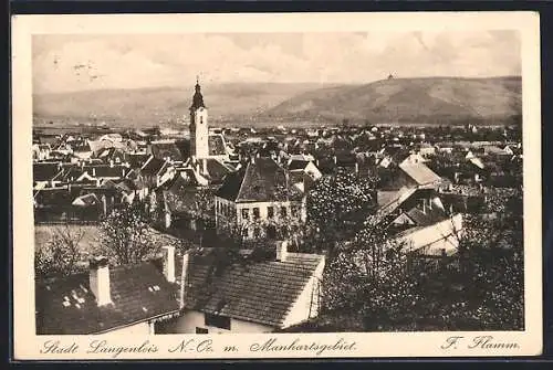 AK Langenlois /N.-Ö., Ortsansicht mit Manhartsgebiet aus der Vogelschau