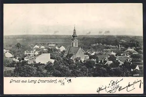 AK Lang Enzersdorf, Ortspanorama aus der Vogelschau