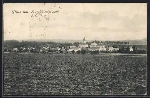 AK Prambachkirchen, Teilansicht mit Kirche