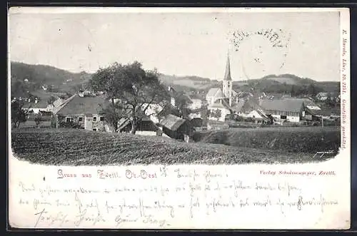 AK Zwettl /Ob.-Oest., Teilansicht mit Kirche