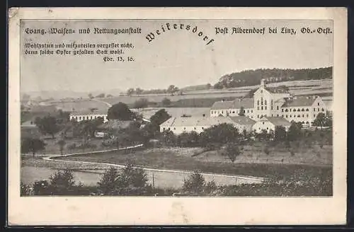 AK Alberndorf in der Riedmark, Weikersdorf, Evang. Waisen- und Rettungsanstalt