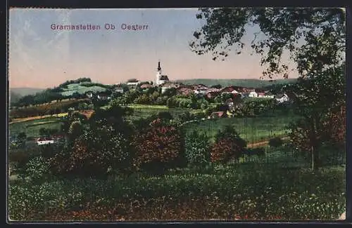 AK Gramastetten /Ob. Oesterr., Teilansicht mit Kirche