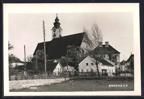 AK Eferding /O. D., Ortspartie mit Kirche