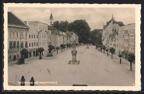 AK Eferding /O. Ö., Hauptplatz mit Denkmal