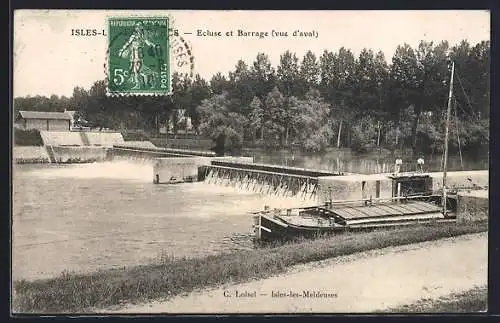 AK Isles-lès-Meldeuses, Écluse et barrage (vue d`aval)