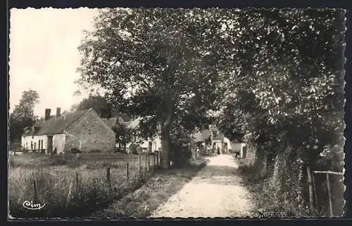 AK Herme, Paysage de rue bordée de maisons et d`arbres